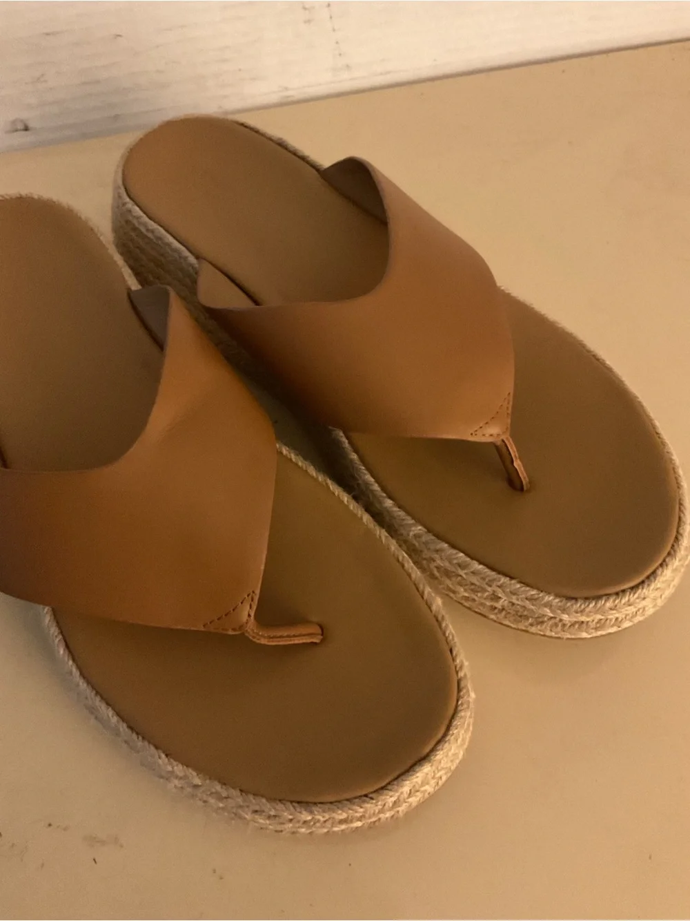 Fitflop women chestnut leather platform F-mode espadrille sandals US 11